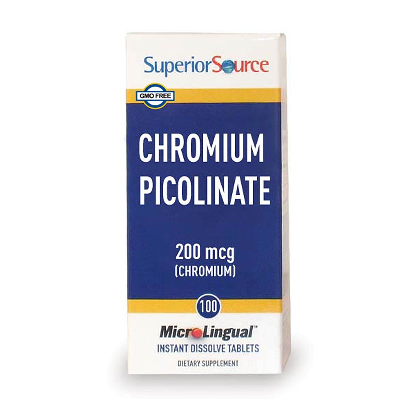 Хром (пиколинат) - баланс на кръвната захар, 200 mg х100 сублингвални таблетки Superior Source - BadiZdrav.BG