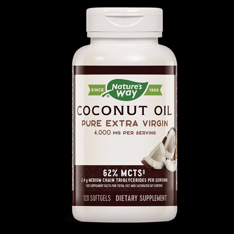 Coconut Oil 62% MCTs/ Кокосово масло оргáник 1000 mg х 120 софтгел капсули Nature’s Way - BadiZdrav.BG