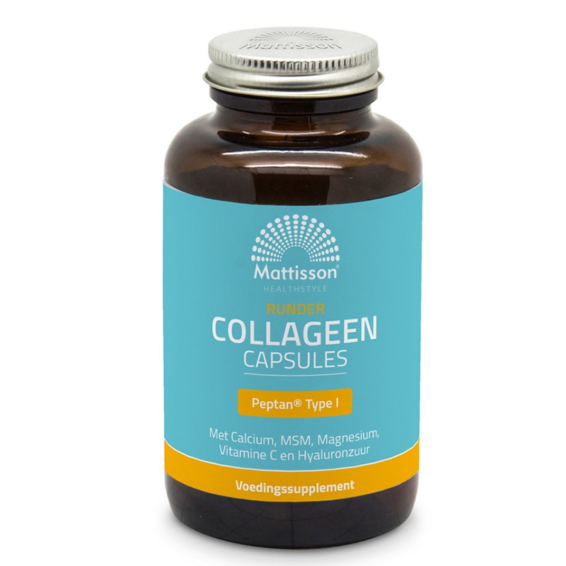 Колаген (тип 1) с калций, магнезий, МСМ, витамин C и хиалуронова киселина - Runder Collagen Peptan, 180 капсули Mattisson Healthstyle - BadiZdrav.BG