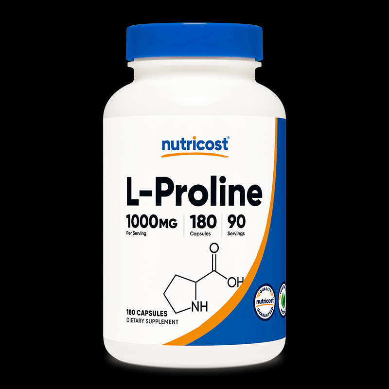 Кости и стави - Л-Пролин (L-Proline), 500 mg/180 капсули, 90 дози Nutricost - BadiZdrav.BG