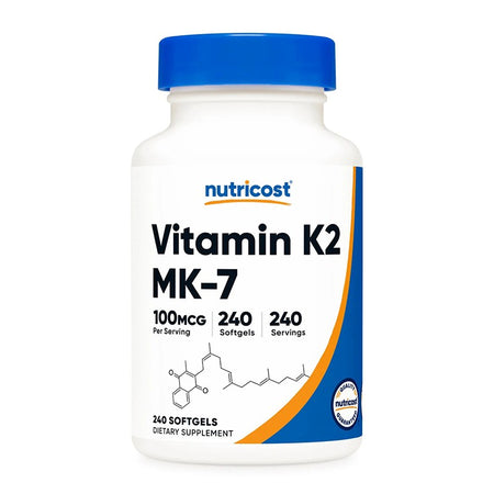 Кости и стави - Витамин К2 100 µg, 240 софтгел капсули Nutricost - BadiZdrav.BG