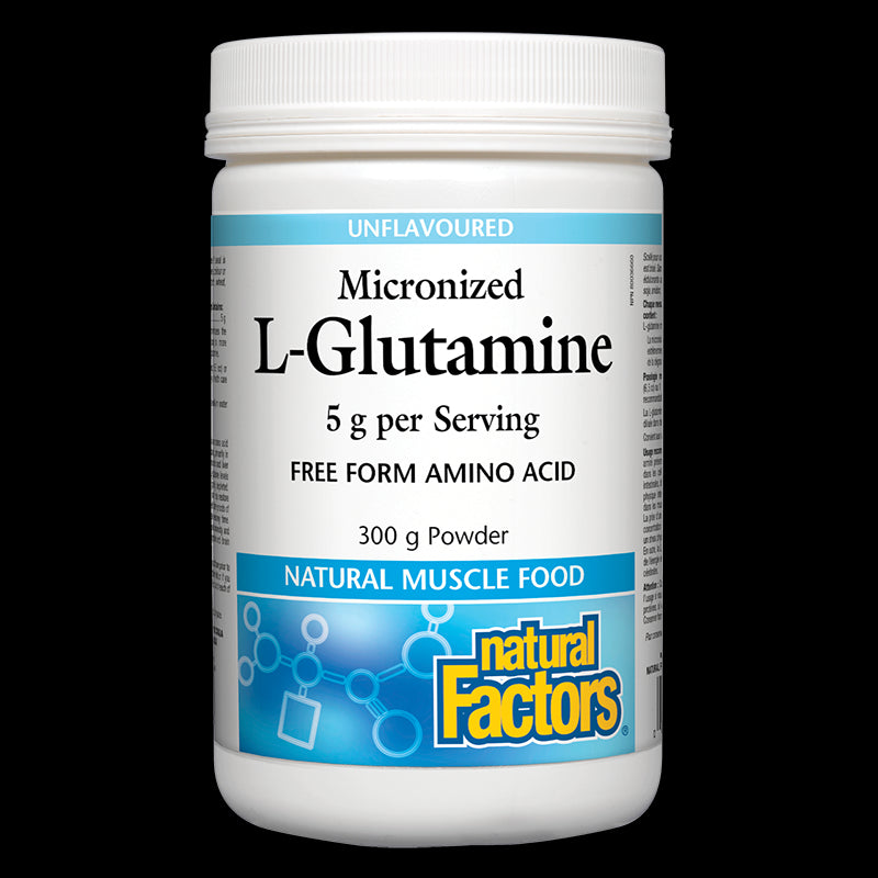 L-Glutamine Micronized/ Л-Глутамин (микронизиран) х 300 g / 60 дози Natural Factors - BadiZdrav.BG