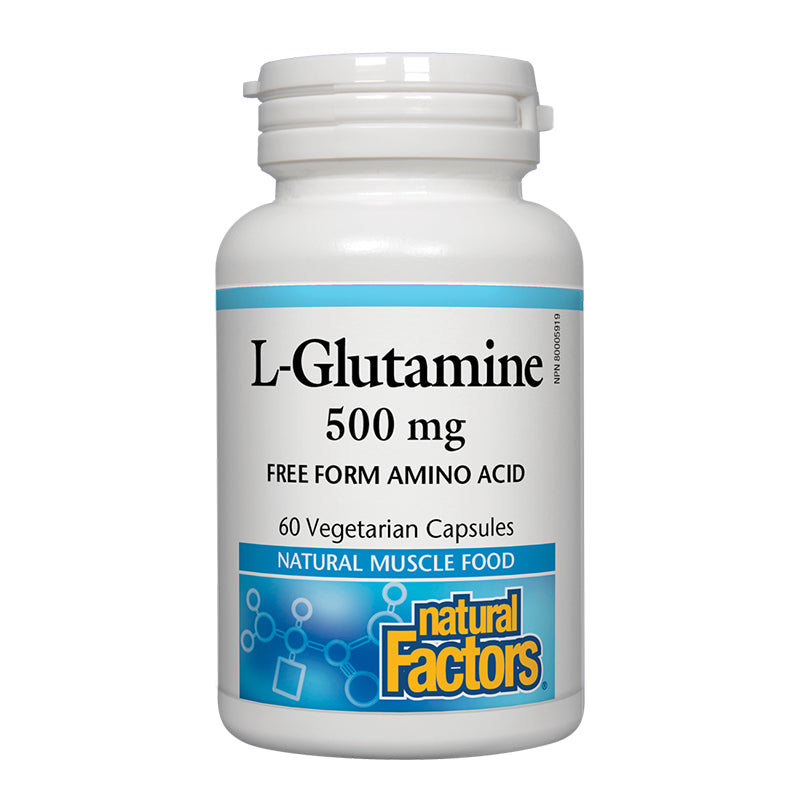 За чревната бариера и мускулната функция - Л-глутамин, 500 mg, 60 капсули Natural Factors - BadiZdrav.BG