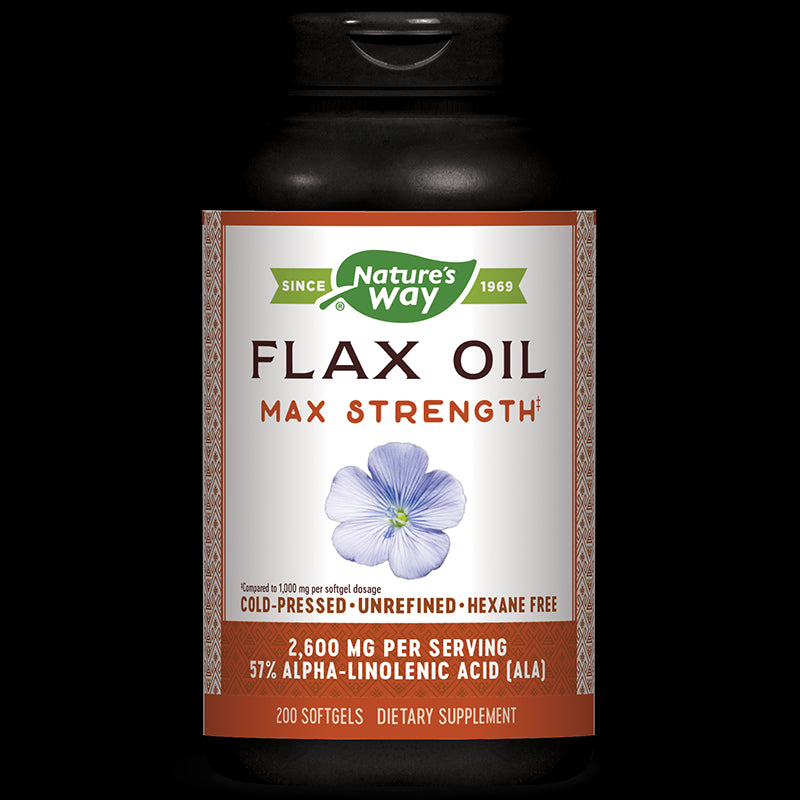 Flax Oil Max Strenght 57% ALA/ Ленено масло 1300 mg х 200 капсули Nature’s Way - BadiZdrav.BG