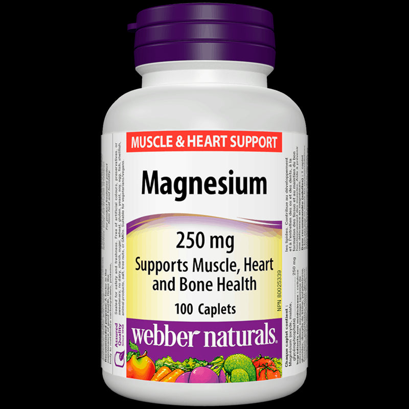 Magnesium/ Магнезий 250 mg x 100 каплети Webber Naturals - BadiZdrav.BG