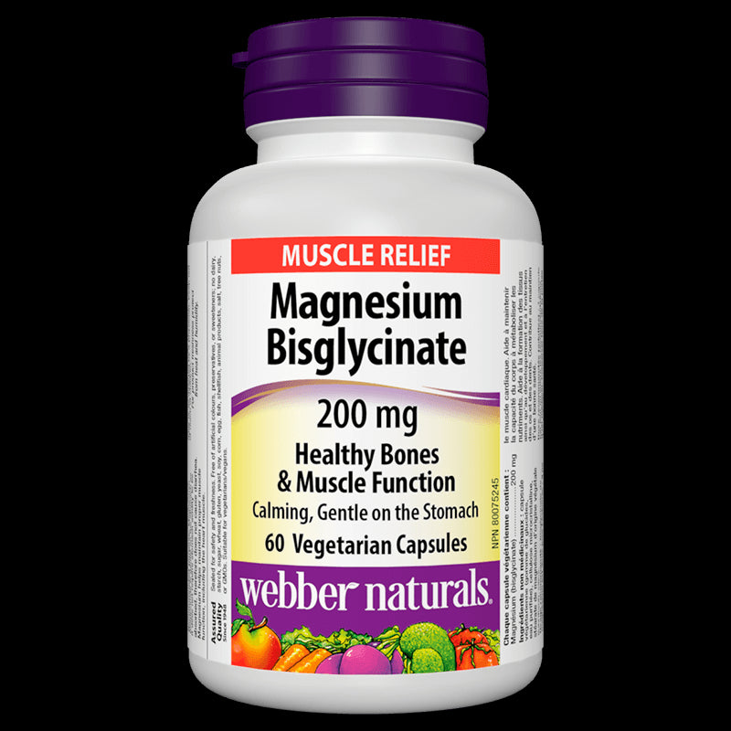 Magnesium Bisglycinate/ Магнезий (бисглицинат) 200 mg x 60 капсули Webber Naturals - BadiZdrav.BG