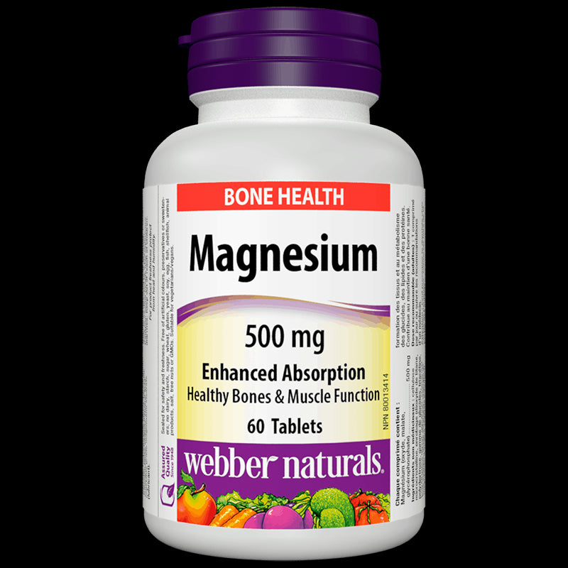 Magnesium/ Магнезий 500 mg x 60 таблетки с оптимална абсорбция Webber Naturals - BadiZdrav.BG