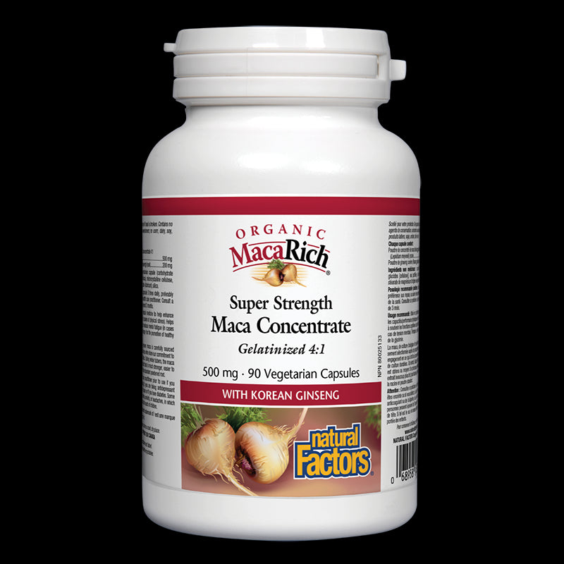 MacaRich® Organic Maca Concentrate 4:1/ Мака 500 mg х 90 капсули Natural Factors - BadiZdrav.BG