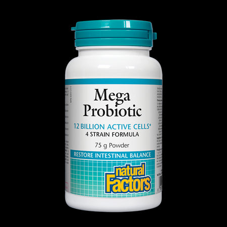 Mega Probiotic/ Мега пробиотик 4 щама, 12 млрд. активни пробиотици 75 g пудра х 75 дози Natural Factors - BadiZdrav.BG