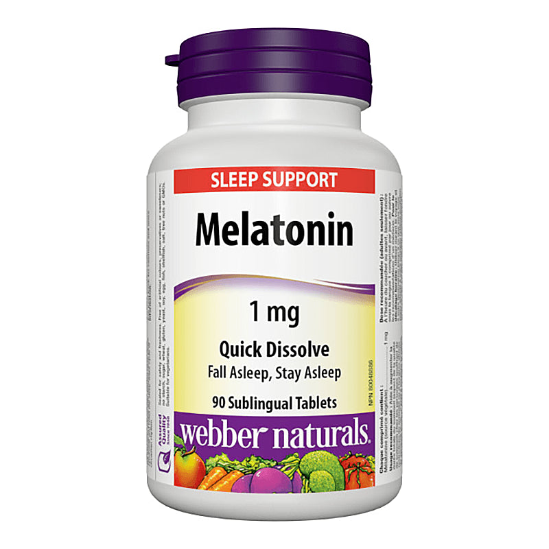 При безсъние - Мелатонин 1 mg, 90 сублингвални таблетки Webber Naturals - BadiZdrav.BG