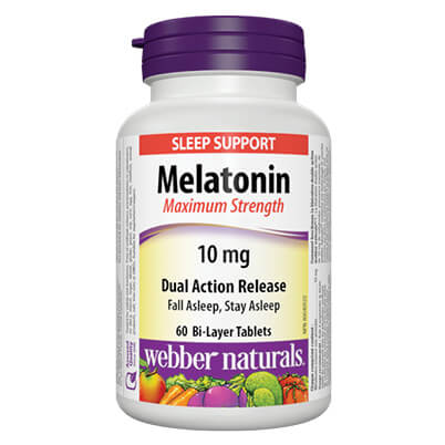 Melatonin Maximum Strength/ Мелатонин 10 mg х 60 двуслойни таблетки Webber Naturals - BadiZdrav.BG