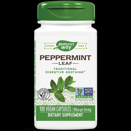 Peppermint Leaf - Мента (лист) – за успокояване на раздразненото дебело черво 350 mg, 100 капсули Nature’s Way - BadiZdrav.BG
