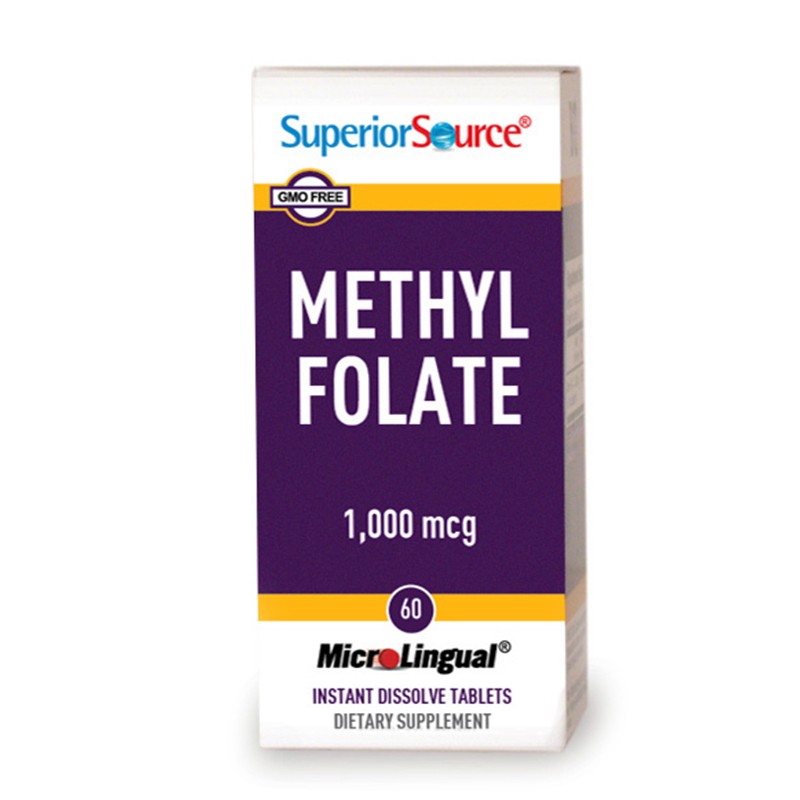 Метилфолат (метилирана фолиева киселина), 1000 mg х 60 сублингвални таблетки Superior Source - BadiZdrav.BG