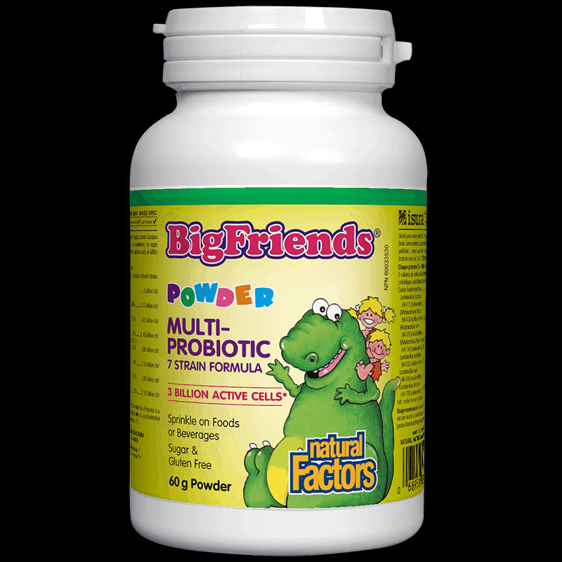 Multi-Probiotic Powder Big Friends®/ Мулти пробиотик за деца 3 млрд. активни пробиотици x 60 g пудра Natural Factors - BadiZdrav.BG