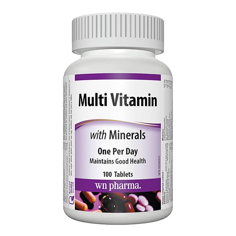 Multi Vitamin with Minerals - Мултивитамини + минерали, 100 таблетки Webber Naturals - BadiZdrav.BG