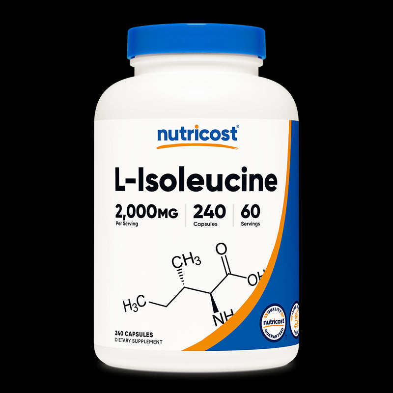 Мускулна маса и издръжливост - Л-Изолевцин (L-Isoleucine), 500 mg х 240 капсули Nutricost - BadiZdrav.BG