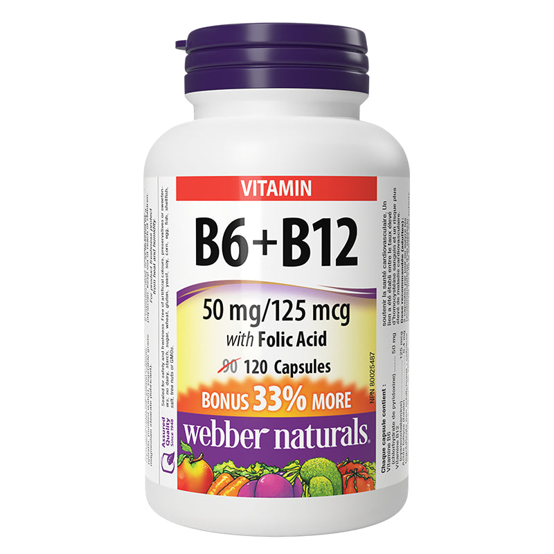 Намалява нивата на хомоцистеин и поддържа сърцето - Витамин В6 +В12 + Фолиева киселина, 120 капсули - BadiZdrav.BG