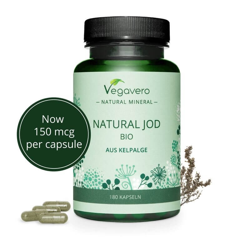 Natural Jod Bio Aus Kelpalge/ Натурален йод от био водорасли, 180 капсули, 100% Vegan Vegavero - BadiZdrav.BG