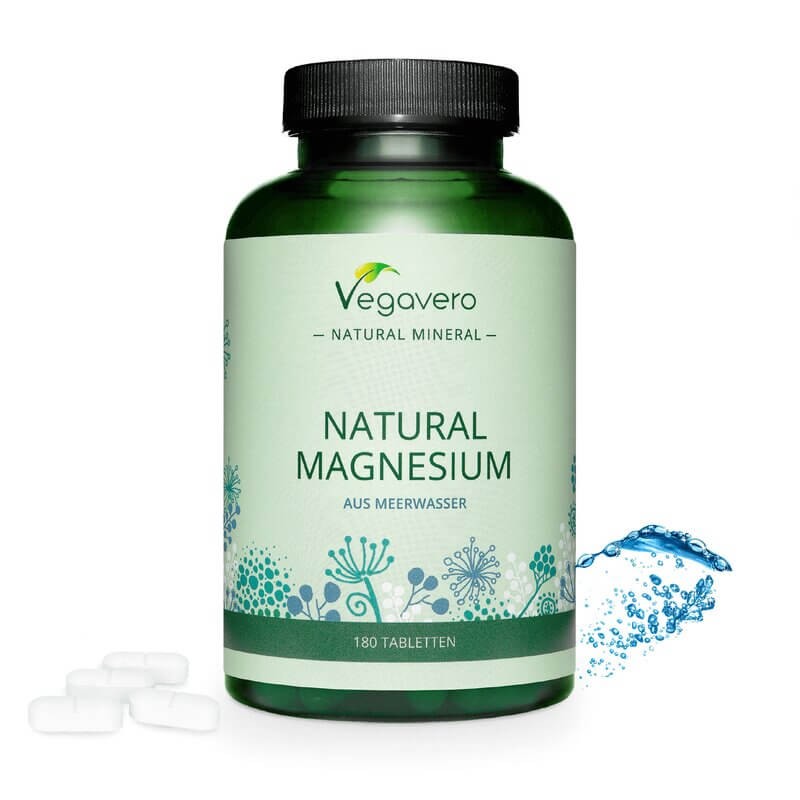 Natural Magnesium/ Натурален морски магнезий, 180 таблетки, 100% Vegan Vegavero - BadiZdrav.BG