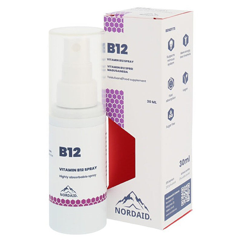 Нервна система - Витамин В12 (метилкобаламин), спрей с вкус на мента 30 ml/ 200 впръсквания Nordaid - BadiZdrav.BG