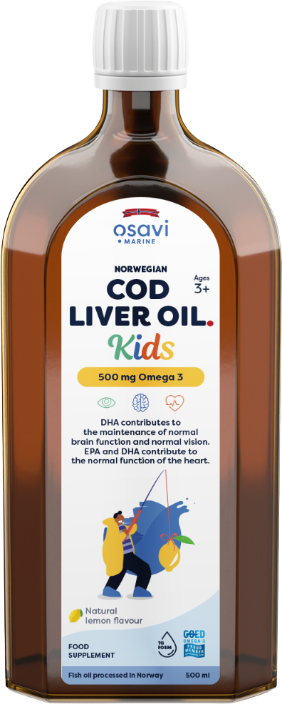 Norwegian Cod Liver Oil Kids | Lemon Flavored Liquid Omega - Лимон