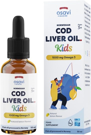 Norwegian Cod Liver Oil Kids | Lemon Flavored Liquid Omega Drops - BadiZdrav.BG