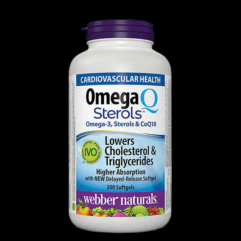 Oмега-3, растителни стероли и коензим Q10 - Omega Q Sterols, 200 софтгел капсули