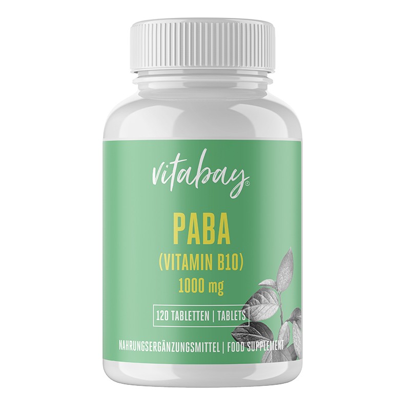 PABA - Para-Amino-Benzoesäure - Витамин B10 (парааминобензоена киселина) 1000 mg, 120 таблетки Vitabay - BadiZdrav.BG
