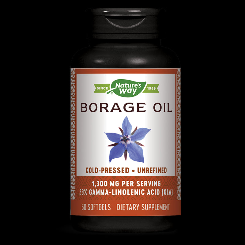 Borage Oil 23% GLA/ Пореч масло 1300 mg х 60 капсули Nature’s Way - BadiZdrav.BG