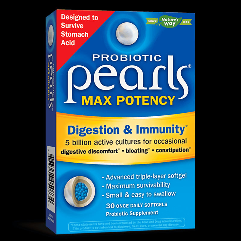 Probiotic Pearls Max Potency Digestion & Immunity / Пърлс пробиотик храносмилане и имунитет, 30 софтгел капсули Nature’s Way - BadiZdrav.BG