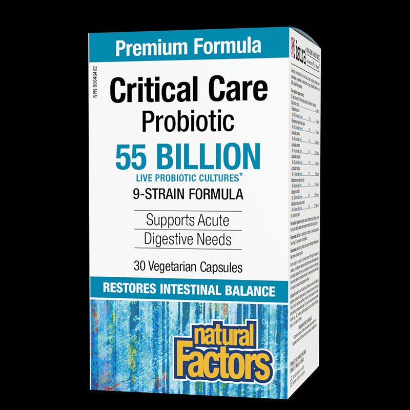 Пробиотик - Critical Care Probiotic, 55 млрд. активни пробиотици, 9 щама формула, 30 V-капсули Natural Factors - BadiZdrav.BG