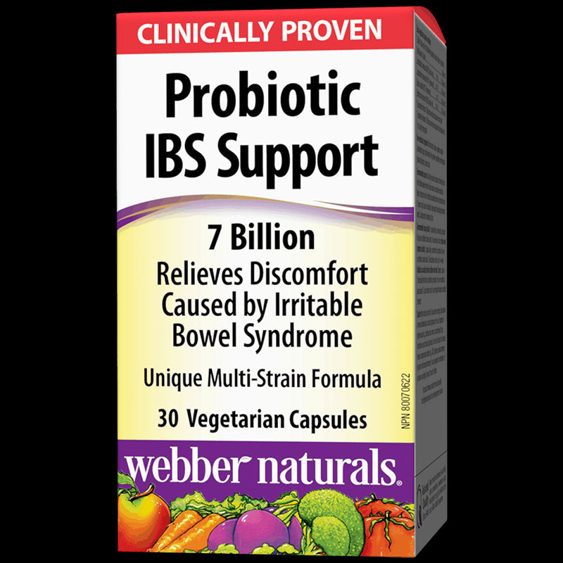 Probiotic IBS Support/ Пробиотик IBS 4 щама, 7 млрд. активни пробиотици х 30 капсули Webber Naturals - BadiZdrav.BG