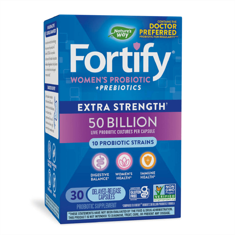 Пробиотик + пребиотици за жени – високо дозирани - Fortify Women‘s Probiotic, 50 млрд. активни пробиотици, 30 капсули - BadiZdrav.BG