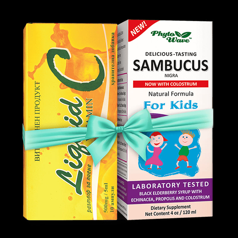 Промо пакет - имунно здраве / Самбукус нигра сироп с черен бъз и витамин С (ампули) - BadiZdrav.BG