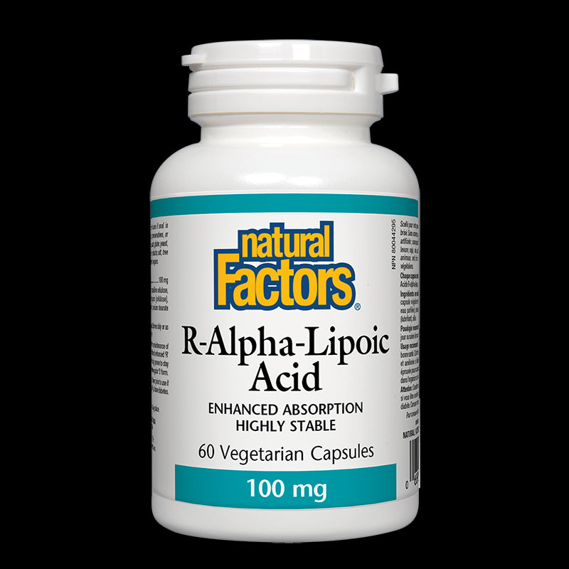 R-Alpha-Lipoic Acid/ Алфа-липоева киселина (R-форма) 100 mg x 60 капсули Natural Factors - BadiZdrav.BG