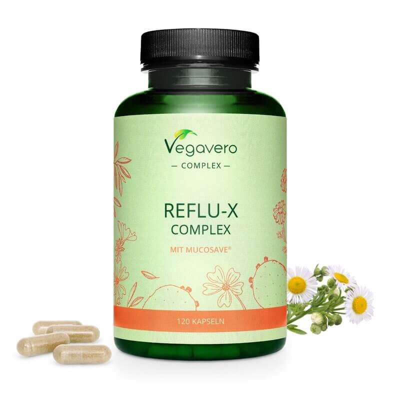 Reflu-X Complex mit Mucosave/ Билкова смес срещу киселинен рефлукс, 120 капсули, 100% Vegan Vegavero - BadiZdrav.BG