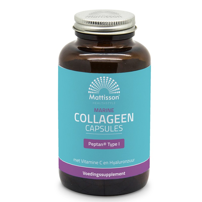Рибен колаген (тип 1) с витамин С и хиалуронова киселина - Marine Collagen Peptan, 180 капсули Mattisson Healthstyle - BadiZdrav.BG