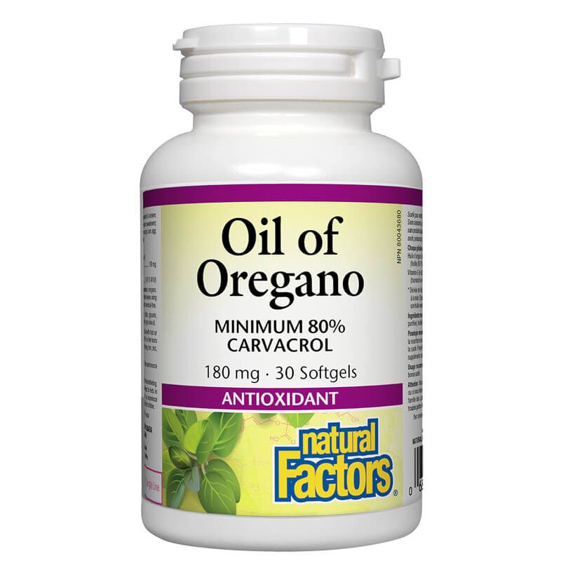 Oil of Oregano Organic/ Риган (масло) 180 mg x 30 софтгел капсули Natural Factors - BadiZdrav.BG