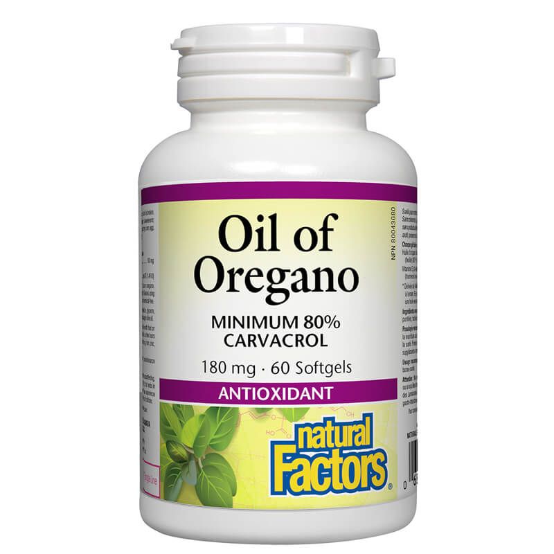 Oil of Oregano Organic/ Риган (масло) 180 mg x 60 софтгел капсули Natural Factors - BadiZdrav.BG