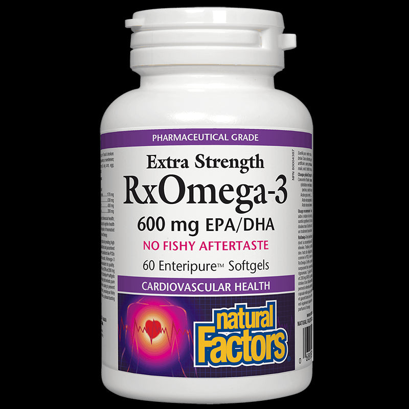 RxOmega-3 Extra Strength / Рибено масло, 1170 mg (600 mg EPA/DHA) х 60 софтгел капсули Natural Factors - BadiZdrav.BG