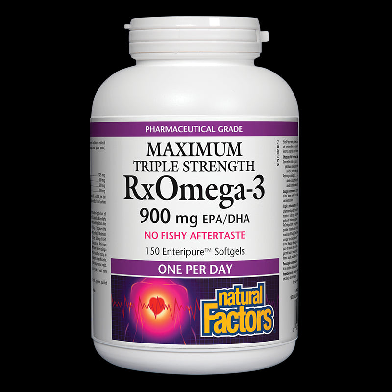 RxOmega-3 Maximum Triple Strength / Рибено масло, 1425 mg (900 mg EPA/DHA)х 150 софтгел капсули Natural Factors - BadiZdrav.BG