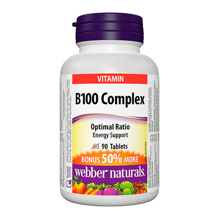 Сърдечно-съдово здраве, енергия, мозъчна дейност - Витамин В100 Комплекс, 90 таблетки - BadiZdrav.BG