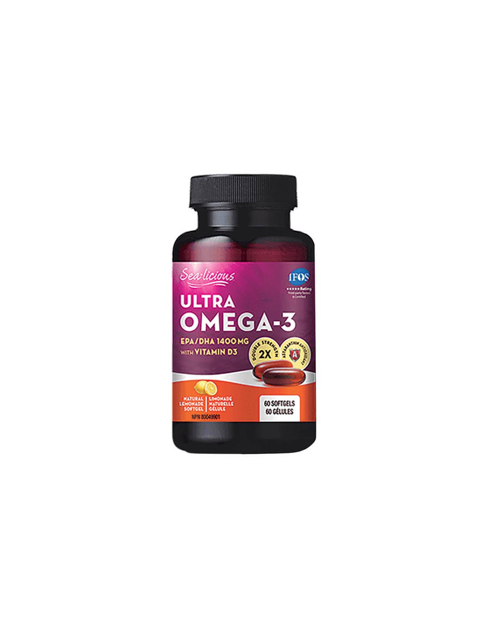 Sea-Licious® Ultra Omega-3 with Vitamin D3 - Омега-3 + витамин D3, 60 софтгел капсули Natural Factors - BadiZdrav.BG