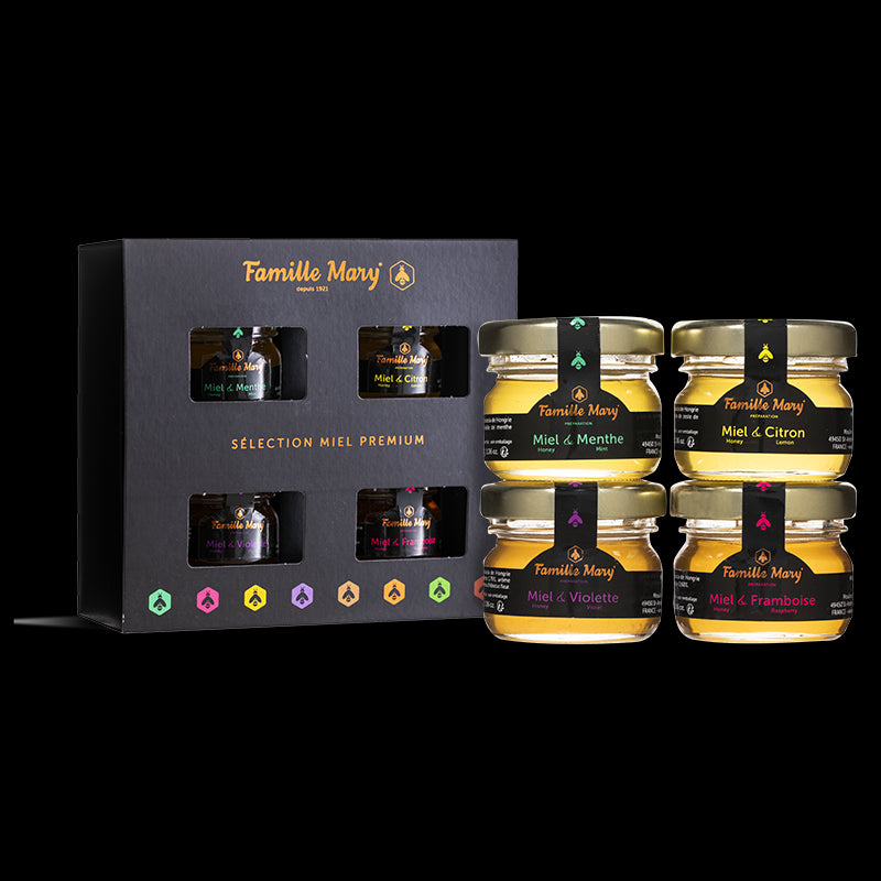 Селекция от премиум акациеви медове с етерични масла - Selection Miel Premium , 4 бр. х 30 g - BadiZdrav.BG