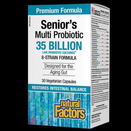 Senior’s Multi Probiotic / Мултипробиотик за възрастни 8 щама, 35 млрд. активни пробиотици х 30 капсули Natural Factors - BadiZdrav.BG