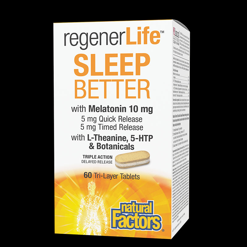 Стрес и безсъние - RegenerLife™ Sleep Better, 60 трислойни таблетки Natural Factors - BadiZdrav.BG