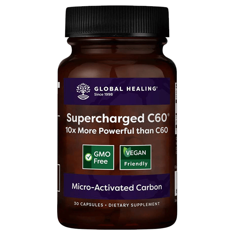 Supercharged C60® - Микроактивиран активен въглен, 30 капсули Global Healing - BadiZdrav.BG