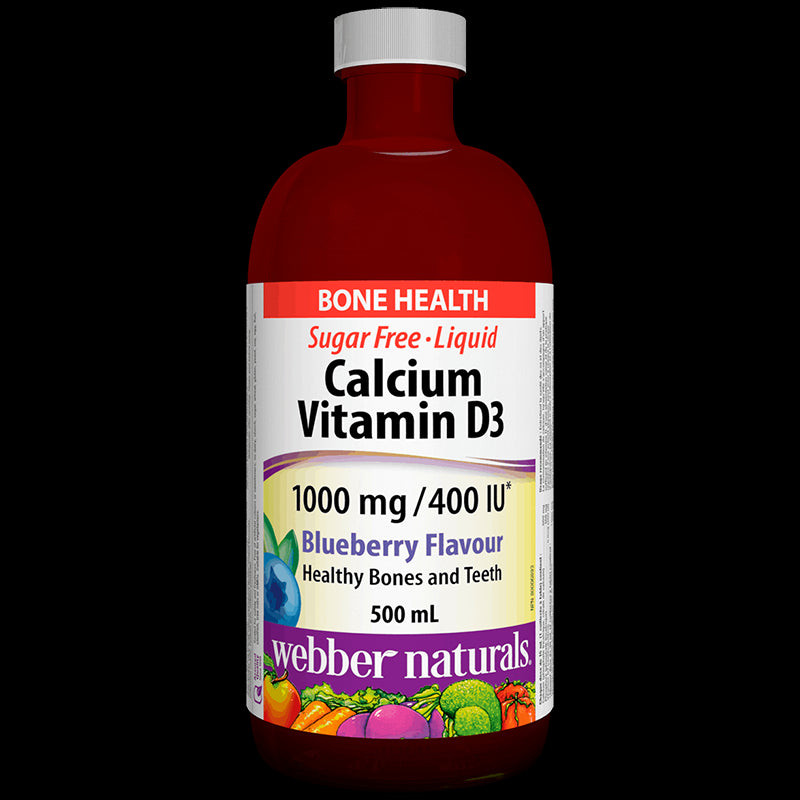 Calcium & Vitamin D3 Liquid/ Калций 1000 mg + Витамин D3 400 IU х 500 ml с вкус на боровинки Webber Naturals - BadiZdrav.BG