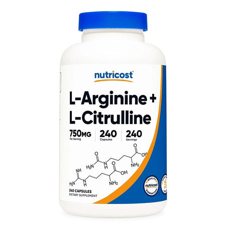 Тонус и енергия - Л-Аргинин + Л-Цитрулин (L-Arginine + L-Citrulline), 500 mg + 250 mg, 240 капсули - BadiZdrav.BG