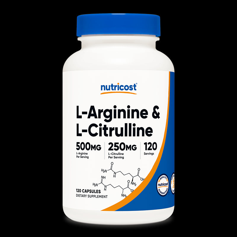 Тонус и енергия - Л-Аргинин + Л-Цитрулин  (L-Arginine + L-Citrulline), 550 mg + 250 mg/120 капсули Nutricost - BadiZdrav.BG